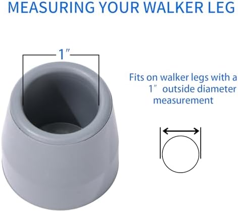 4PCS Rubber Walker Tips 1 '' Heavy Duty Replacement Tips for Walkers, Commodes, Shower Chairs and More