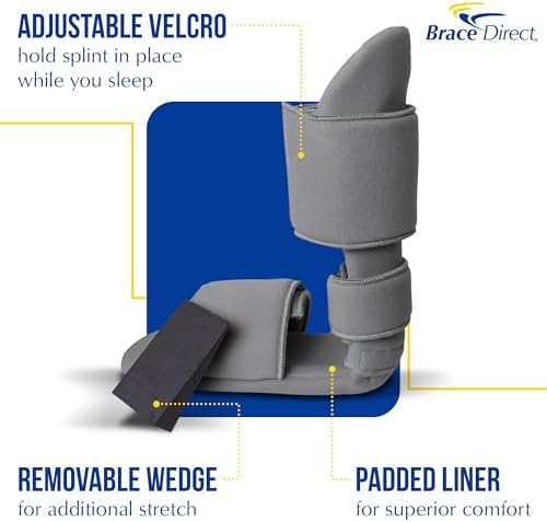 Brace Direct Padded Night Splint 90 Degree Sleeping Boot - Immobilizing Stretching Support for Plantar Fasciitis, Drop Foot, Achilles Tendonitis, Heel Spurs, Large (US Shoe Men 10.5-12.5 / Women