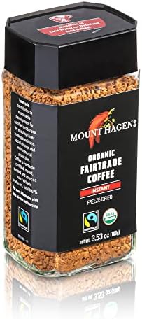 Mount Hagen 3.53oz Organic Freeze Dried Instant Coffee - 12 pack | Eco-friendly Coffee Made From Organic Medium Roast Arabica Beans | Fair-Trade Coffee Instant [12 x 3.53oz Jar]