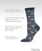 MeMoi Honey Bee Rayan Blend Crew Socks