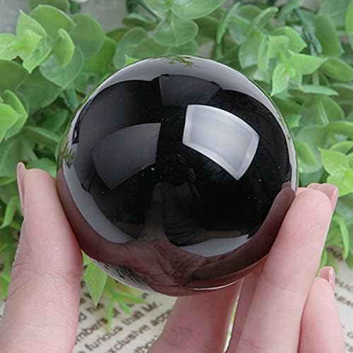 Acxico 1Pcs 60mm Natural Black Obsidian Sphere Crystal Ball Healing Stone + Free Stand
