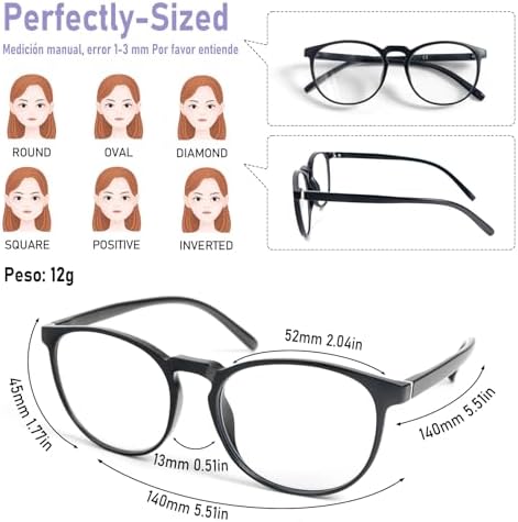 KoKoBin Retro Round Reading Glasses for Men Women 3 Pack Spring Hinge Fashion Readers