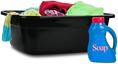 Idotry Rectangle Plastic Black Washing Basin/Tub, Pack of 2 (18 Quart)