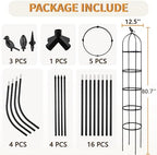 1 Pack Garden Obelisk Trellis for Climbing Plants Outdoor, 6.7FT Adjustable Metal Plant Support with 3 Decorative Tops, Black Rustproof Trellis for Roses, Tomatoes, Clematis & Vines
