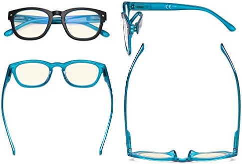 Eyekepper Blue Light Filter Reading Glasses - UV420 Protection Computer Reader Eyeglasses - Black-Blue +1.50