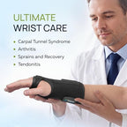 Carpal Tunnel Wrist Brace Support with 2 Straps and Metal Splint Stabilizer - Helps Relieve Tendinitis Arthritis Carpal Tunnel Pain - Reduces Recovery Time for Men Women - Left (S/M)
