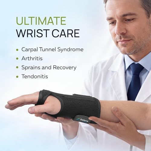 Carpal Tunnel Wrist Brace Support with 2 Straps and Metal Splint Stabilizer - Helps Relieve Tendinitis Arthritis Carpal Tunnel Pain - Reduces Recovery Time for Men Women - Left (S/M)