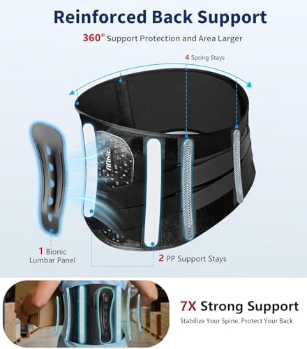 Dual X-Back Brace for Lower Back Pain Relief with Bionic Support System, 8X Powerful Lumbar Support Belt for Men Women, Back Support Belt with 3D Pad, Breathable Back Support Brace with Adjustable Strap for Herniated Disc, Sciatica, Heavy Lifting, Work