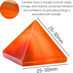 Amazing Gemstone Carnelian Onyx Pyramid Crystal Healing Stones - 1" Great Pyramid Figurine of Natural Stone Pyramid for Meditation, Reiki, Chakra Balancing and Crystal Pyramids Grid