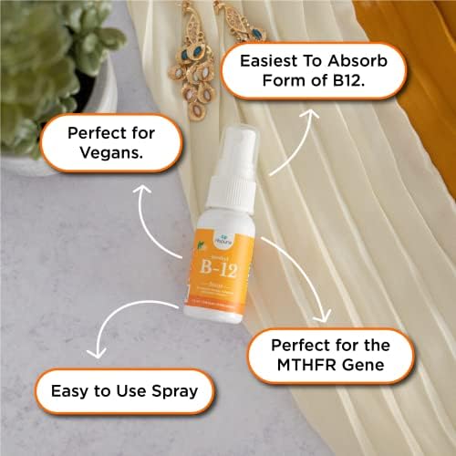 nbpure Organic & Vegan Vitamin Methyl B12 Spray – Natural Energy, Mood, & Nerve System Support for Women, Men, Kids – 500mcg Liquid Methylcobalamin Per Spray