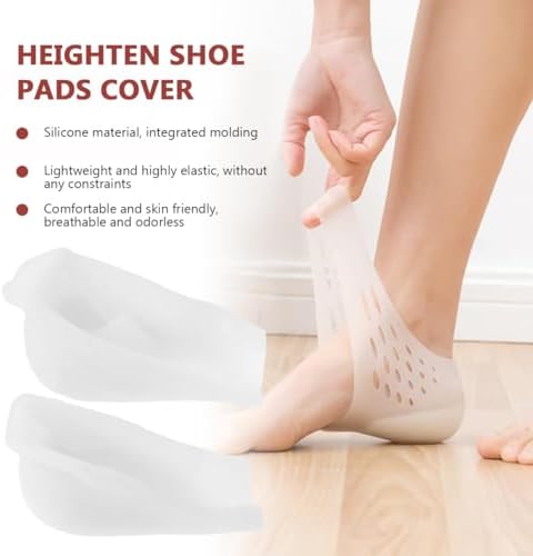 Exceart Height Increase Insoles, 2.2 Inch (5.5cm) Invisible Silicone Heel Lifts, Soft Medical Grade Heel Cups for Men and Women, Shock Absorbing Shoe Inserts for Plantar Fasciitis Relief