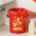 50Pcs Red Lucky Garbage Bags with Drawstring Vest Style Trash Bag Sturdy Durable Large Thick Plastic Bags for Home, Kitchen and Office