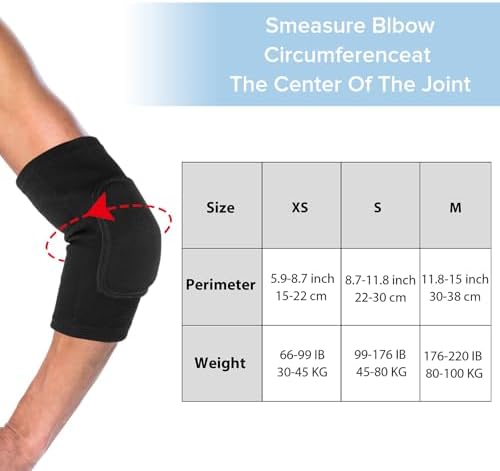 Qianyu Breathable Protective with Thicken Sponge Elbow Support Compression Elbow Brace Support Fitness Sports Recovery Protector Badminton Basketball Breathable Elbow Wraps for Kids Men and Women