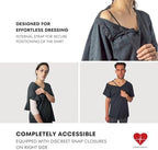 Inspired Comforts Right Shoulder & Side Access Post Surgery & Rehab Unisex Snap Shirt - Grey
