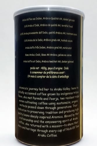 Nick of Time Indian Roasted Coffee Beans from Araku Valley | Tribal Coffee | 100% Arabica AA Grade Dark Roast | Bold and Flavorful with Rich Aroma (400g|14.10 oz)