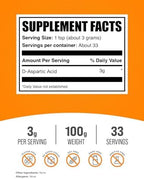 BulkSupplements.com D-Aspartic Acid Powder - D-Aspartic Acid Supplement for Men, Unflavored Amino Acid - Pure & Gluten Free, 3g per Serving, 100g (3.5 oz) (Pack of 1)