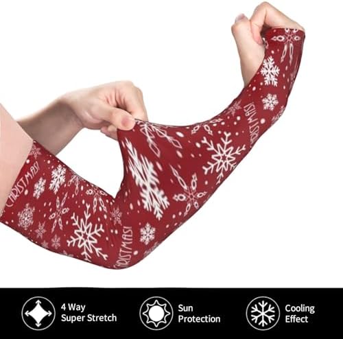 Red Christmas Arm Sleeves Men Women Xmas Sports Sleeves for Driving, Golfing, Fishing, Cycling, Hiking