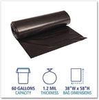 Boardwalk BWK519 SH-Grade Repro Can Liners, 38 "x 58", 60gal, 1.2mil, Black, 10 Bags per Roll (Case of 10 Rolls)