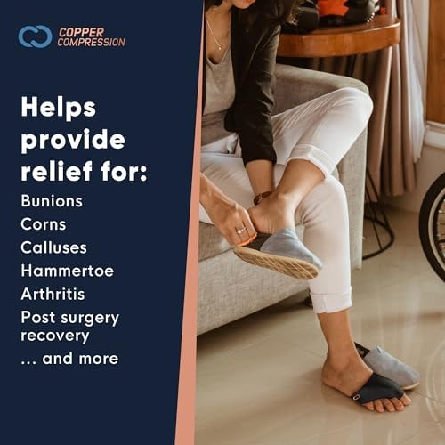 Copper Compression Bunion Corrector Relief Sleeve - Gel Cushion Pads - Orthopedic Brace Big Toe Alignment - Hallux Valgus Relief - Toe Straightener Spacer Fit for Women & Men - 1 Pair