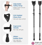 Ergonomic Forearm Crutches Spring Assist Crutches for Adults,Comfortable and Height Adjustable Arm Crutches Forearm with Anti-Slip Base,Walking Crutches with Cuffs, Not a Pair (Black)