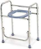 Handicap Toilet Seat Extra Wide Commode/Shower Chair Walking Aid with Non-Slip Leg Pad Waterproof Safety Steel Frame for Seniors, Disabled