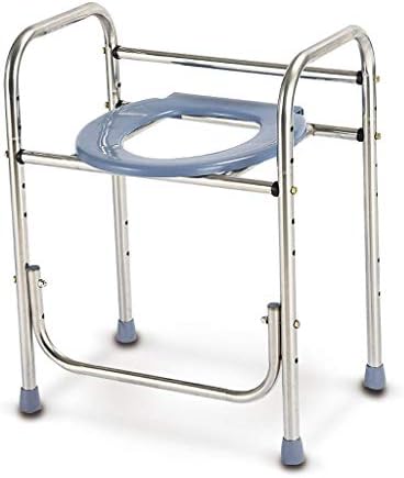 Handicap Toilet Seat Extra Wide Commode/Shower Chair Walking Aid with Non-Slip Leg Pad Waterproof Safety Steel Frame for Seniors, Disabled