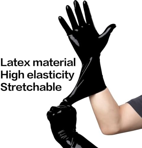 Short Latex Gloves Black Costume Gloves for Cosplay Party