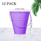 Sadnyy 12 Pack Metal Buckets with Handle, Galvanized Bucket 4.5 x 5 Inch Basket Bucket Party Supplies, Crafts for Christmas Halloween Candy Bars Vase Crafts(Rainbow Color)