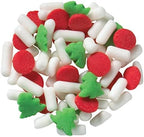 DECOPAC Christmas Trees & Holiday Dots Quins, 20.5oz, Fancy Sprinkles In Red, Green & White, Festive Edible Candy Sprinkles in Handheld Container For Celebration Cakes, Cupcakes, Cookies