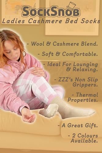 Sock Snob - Womens Cashmere Lounge Sleep Socks with Grippers | Thermal | Knitted