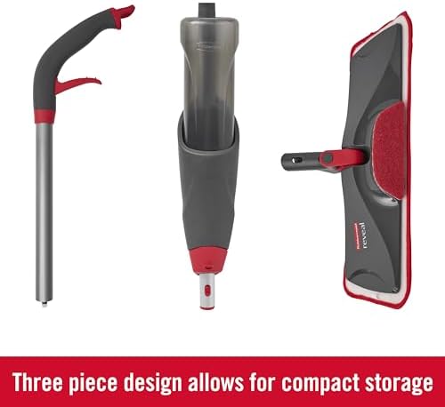 Rubbermaid Reveal Spray Mop Floor Cleaning Kit, 3 Reusable Microfiber Wet Pads, 1 Refillable Bottle, Cordless, Multi-Surface Mopping for All Home/Bathroom/Office Floors