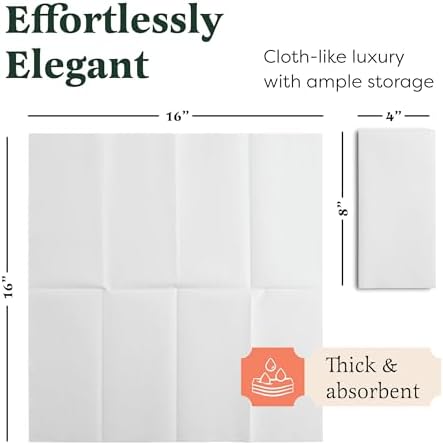 100-Pack Linen-Feel White Napkins, 16"x16" Dinner Napkins for Restaurant, Party, Kitchen Or Event, Bookfolded Guest Towel for Bathroom, Guestroom Or Vanity.