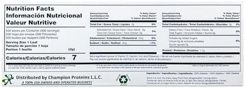Gold Leaf Gelatin Sheets, 500 Sheets, 200 Bloom, Champion Leaf Gelatine, 1/KG (2.2/Lbs) [100% USA Owned Family Business]