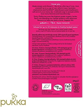 Pukka Herbal Teas Love Organic Rose Chamomile And Lavender Tea - Caffeine Free - Case Of 6 - 20 Bags