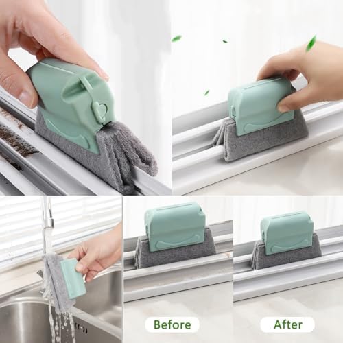 CRAFNEW 14Pcs Window Track Cleaning Tools, Deep Clean Groove Gap cleaning brush Kit for Window/Door Tracks, Sliding Doors, Tile Lines, AC Vents, Keyboards