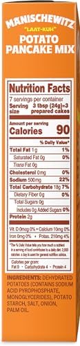 Manischewitz Potato Pancake Mix 6oz (3 Pack) Gluten Free, No MSG, Traditional Style Potato Latke Mix