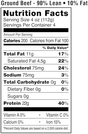 Amazon Grocery, Ground Beef, 90% Lean/10% Fat, 1 lb