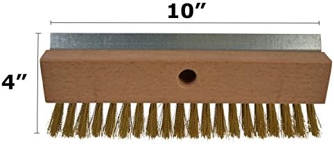 Janico 4004 Bristles Pizza Oven Stone Brush, Includes Rust Proof Steel Scraper, Stiff Brass Wire, Brown