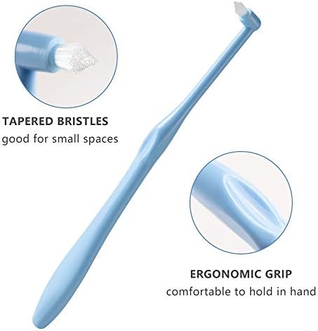 LOVEWEE End-Tuft Tapered Trim Toothbrush, 6 PCS Tufted Interspace Brush Wisdom Gap Toothbrush for Orthodontic Braces Bridges Line and Detail Cleaning