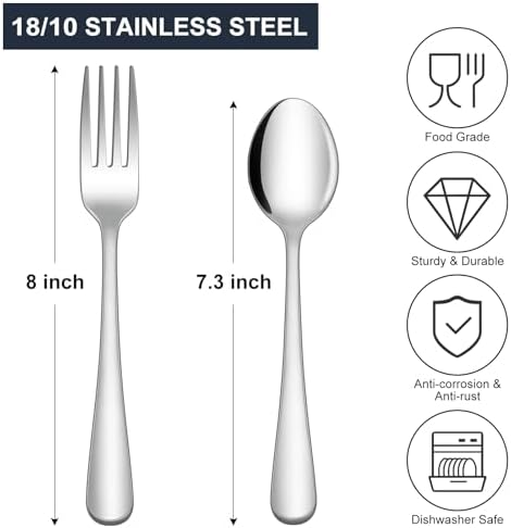 Hiware 24-piece Forks and Spoons Silverware Set, Food Grade Stainless Steel Flatware Cutlery Set for Home, Kitchen and Restaurant, Mirror Polished, Dishwasher Safe