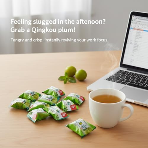 Crisp Green Plums Sweet and Sour Dried Fruit Preserves-Qingkou Plum 308g/10.8oz, Infused with Tart Flavor, Suitable for making snacks, fruit snacks, or recipes.(Japanese apricot 青口梅)