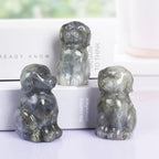 Hand-Carved Natural Labradorite Crystal Dog Sculpture for Spiritual Healing Energy Stone,Feng Shui Wealth Protection Figurine, Home,Office Desk Decor,Unique Gift for Pet Lovers,Birthday.