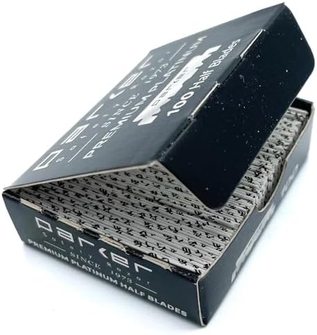 Parker Safety Razor, Premium Platinum Single Edge Razor Blades, 100 Count - For Professional Barber, Shavette and Disposable Blade Straight Razors