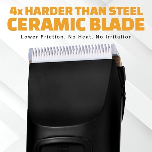Brio Beardscape V2 Beard Trimmer for Men Professional with Low Friction Ceramic Blade, Cordless Professional Hair Trimmer for Barbers with 4 Hrs of Long Battery Timing, Ideal for Beard & Body (Black)