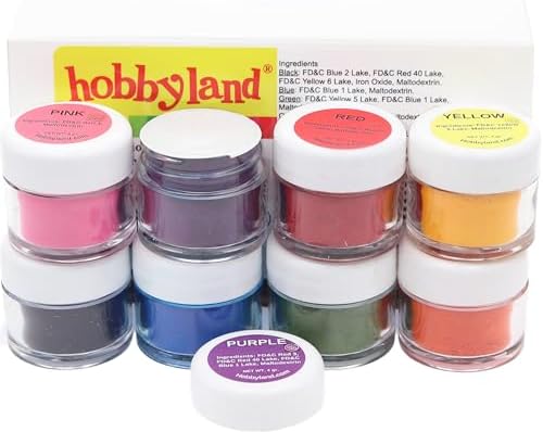 Hobbyland Powder Food Color Kit, Professional Powder Food Coloring Set, 8 Colors, 4 Gram Jars