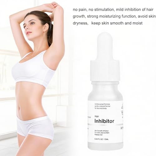 Mild Hair Growth Inhibitor for Face, Get Rid of Chin Hair, Hair Removal Serum for Arm, Legs, All Body, Unscented, Lotion, Natural Plant Extract, Unisex, 10ml / 0.34 Fl Oz