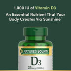 Nature’s Bounty Vitamin D3 1000 IU, Immune Support, Helps Maintain Healthy Bones, 250 Rapid Release Softgels