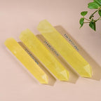 Large Natural Citrine Healing Crystal Wand 5.11-5.9" Natural Crystal Tower 6 Faceted Chakra Crystal Point Meditation Therapy Reiki Energy Stone Home Decor Collection Gift