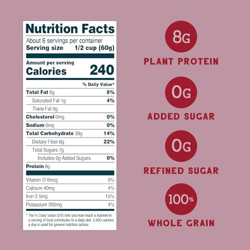 Seven Sundays Organic Muesli Cereal, Farmers Market Almond Date Currant, 12 Oz Bag, Gluten Free, 0g Added Sugar, Enjoy Warm, Cool or as Overnight Oats