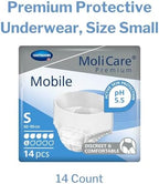 MoliCare Premium Mobile 6D Incontinence Underwear for Adults - Disposable, Discreet, Unisex, Moderate Absorbency - Size Small, Fits 24 in to 35 in Waist/Hips, 14 Count